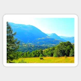 View in Montemonaco at the Sibillini mountains and their crests in the background Sticker